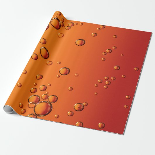 Wassertropfen auf orangefarbener Oberfläche Geschenkpapier (Ungerollt)