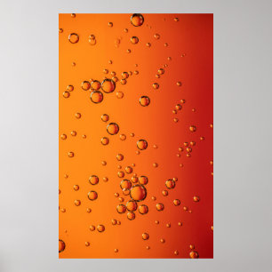 Wassertropfen auf orangefarbener Oberfläche Poster