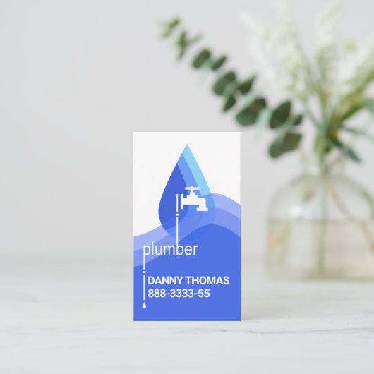 Wassertropfen Blauwellen Klempnerei Visitenkarte (Stehend Vorderseite)