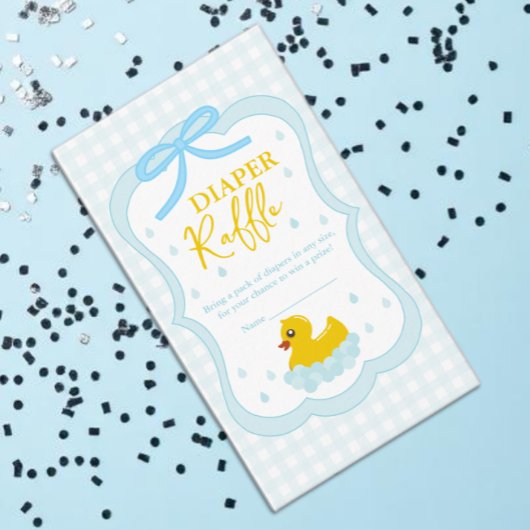 Wassertropfen Gingham-Baby-Shower-Windel-Raffle Begleitkarte
