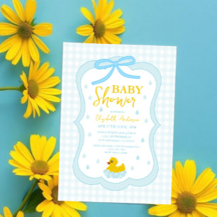 Wassertropfen Gingham-Junge-Baby-Party Acryleinladungen