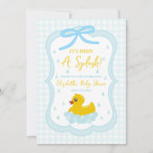 Wassertropfen Gingham-Junge-Baby-Party Danke (Vorderseite)