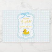 Wassertropfen Gingham-Junge-Baby-Party Danke Schaumweinetikett (Einzelnes Label)