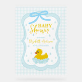 Wassertropfen Gingham-Junge-Baby-Party-Empfang Acrylschild (Vorderseite)