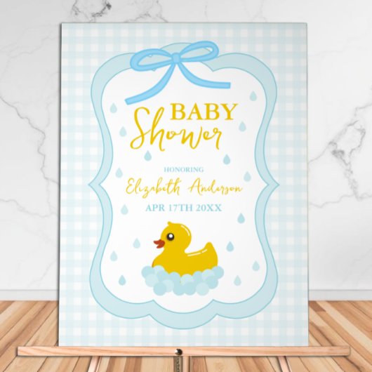 Wassertropfen Gingham-Junge-Baby-Party-Empfang Acrylschild