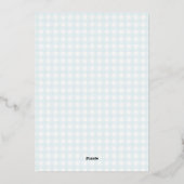 Wassertropfen Gingham-Junge-Baby-Party Folieneinladung (Rückseite)