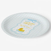 Wassertropfen Gingham-Junge-Baby-Party Pappteller (Schrägansicht)