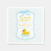 Wassertropfen Gingham-Junge-Baby-Party Serviette (Vorderseite)