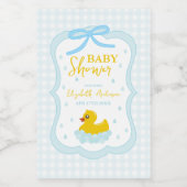 Wassertropfen Gingham-Junge-Baby-Party Weinetikett (Einzelnes Label)