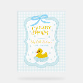 Wassertropfen Gingham-Junge-Baby-Party-Willkommen Acrylschild (Vorderseite)