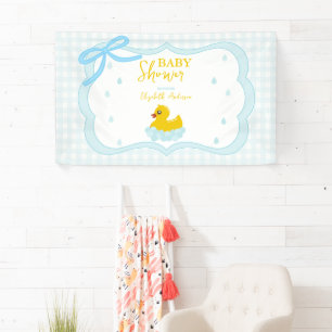 Wassertropfen Gingham-Junge-Baby-Party-Willkommen Banner