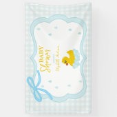 Wassertropfen Gingham-Junge-Baby-Party-Willkommen Banner (Vertikal)