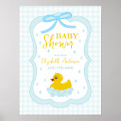 Wassertropfen Gingham-Junge-Baby-Party-Willkommen Poster (Vorne)