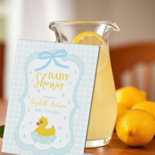 Wassertropfen Gingham-Junge-Baby-Party-Willkommen Sockelschild