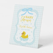 Wassertropfen Gingham-Junge-Baby-Party-Willkommen Sockelschild (Vorderseite)