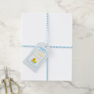 Wassertropfen Gingham-Junge Baby Shower Dankeschön Geschenkanhänger