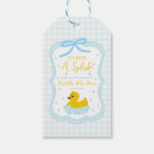 Wassertropfen Gingham-Junge Baby Shower Dankeschön Geschenkanhänger (Vorderseite)
