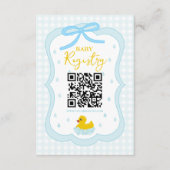 Wassertropfen Gingham-Junge Baby Shower-Geschenkel Begleitkarte (Vorderseite)