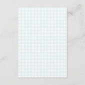 Wassertropfen Gingham-Junge Baby Shower-Geschenkel Begleitkarte (Rückseite)