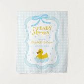 Wassertropfen Gingham-Junge Baby Shower Willkommen Wandteppich (Vorderseite)