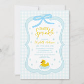 Wassertropfen Gingham-Junge Baby Sprinkle Einladung (Vorderseite)