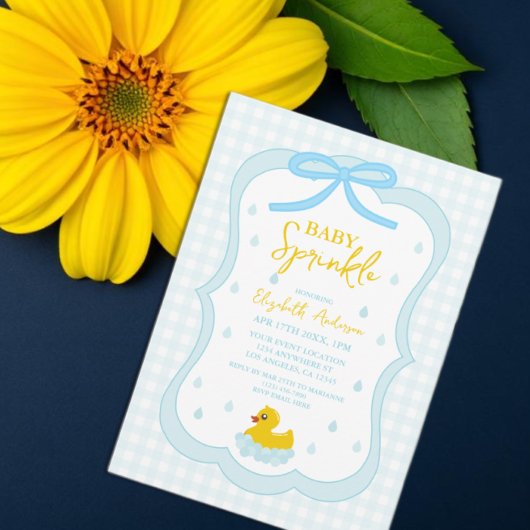 Wassertropfen Gingham-Junge Baby Sprinkle Einladung