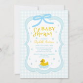 Wassertropfen Gingham-Jungen-Baby-Party Einladung (Vorderseite)