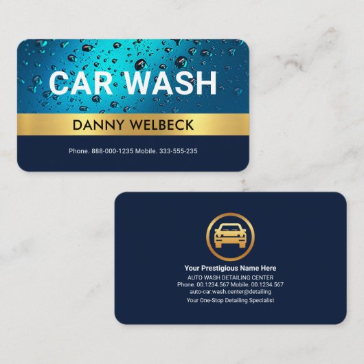 Wassertropfen Gold Streifen Auto Center Visitenkarte (Vorne/Hinten)
