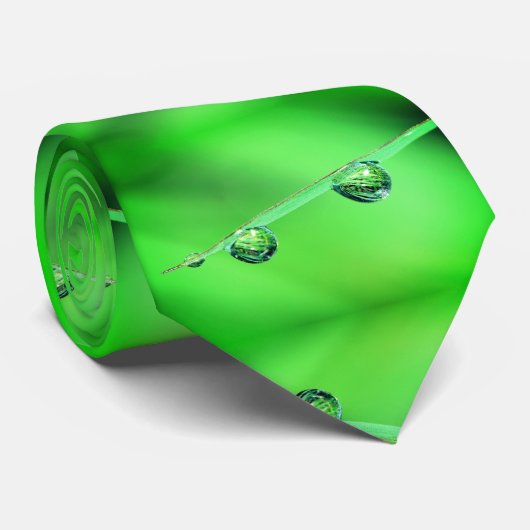 Wassertropfen Grünes Blattmuster Krawatte (Gerollt)