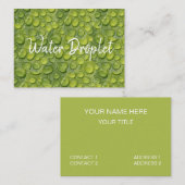 Wassertropfen Grünes Leaf Naturmuster Visitenkarte (Vorne/Hinten)