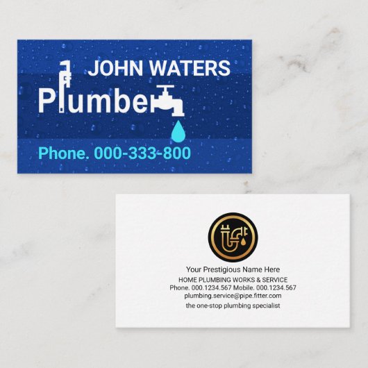 Wassertropfen in blauem Wasser Visitenkarte (Vorne/Hinten)