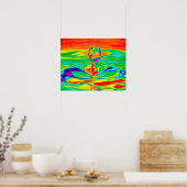 Wassertropfen in psychedelischen Farben Poster/Pri Poster (Küche)