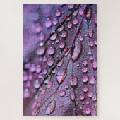 Wassertropfen lila Blattmakro-Fotografie Puzzle (Vertikal)