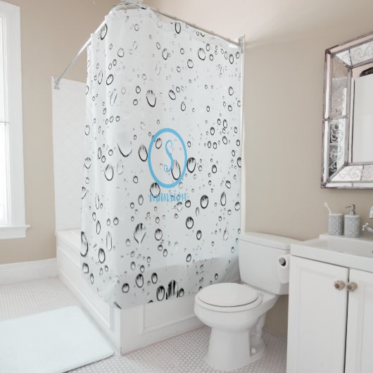 Wassertropfen mit individuell anpassbarem Logo und Duschvorhang (Beispiel)