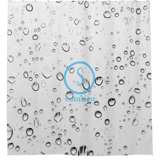 Wassertropfen mit individuell anpassbarem Logo und Duschvorhang (Vorderseite)
