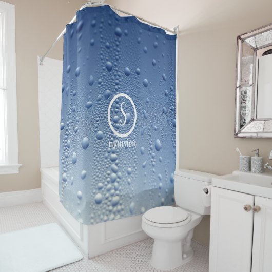 Wassertropfen mit individuell anpassbarem Logo und Duschvorhang (Beispiel)