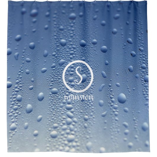 Wassertropfen mit individuell anpassbarem Logo und Duschvorhang (Vorderseite)
