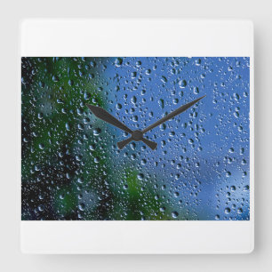 "Wassertropfen", quadratische Wall-Uhr Wanduhr