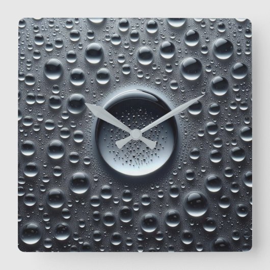 Wassertropfen Quadratische Wanduhr (Vorderseite)