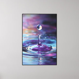 Wassertropfen-Spritzer mit farbenfrohen Reflexione Leinwanddruck