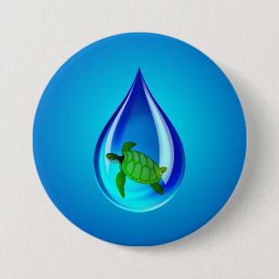 Wassertropfen und Meeresschildkröten Button
