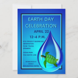 Wassertropfen und Meeresschildkröten Einladung