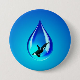 Wassertropfen und Orca Button