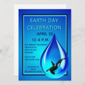 Wassertropfen und Orca Einladung (Vorne/Hinten)