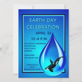 Wassertropfen und Orca Einladung