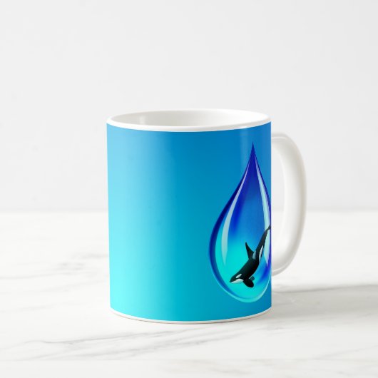 Wassertropfen und Orca Kaffeetasse (VorderseiteRechts)