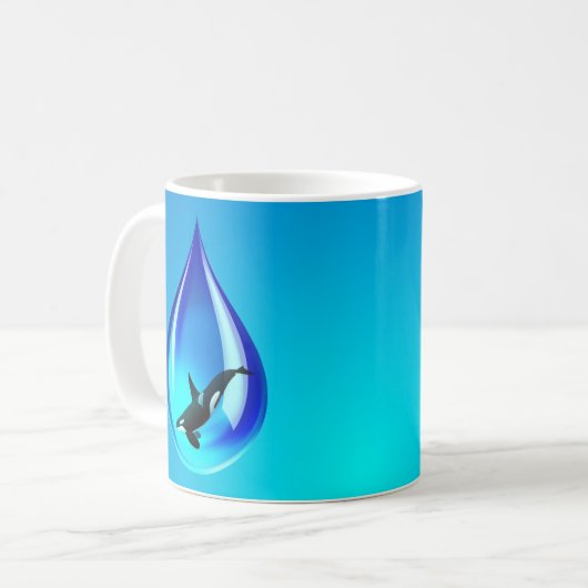 Wassertropfen und Orca Kaffeetasse (Vorderseite Links)
