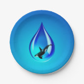 Wassertropfen und Orca Pappteller (Vorderseite)