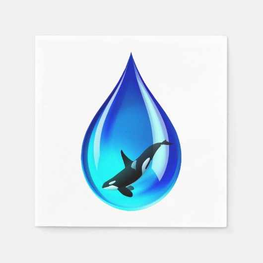 Wassertropfen und Orca Serviette (Vorderseite)