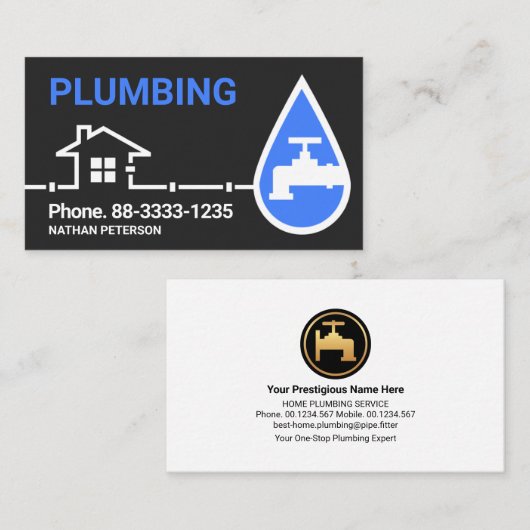 Wassertropfen Zuhause Visitenkarte (Vorne/Hinten)